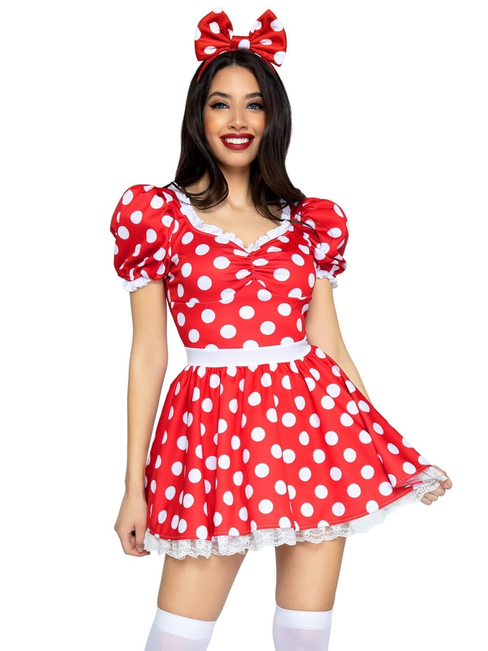 9847 2 PC Polka dot dress with ruched sweetheart bodice and matching bow